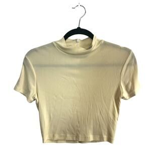 Vintage 90s / Y2K Bebe Ribbed Mock Neck Crop Top